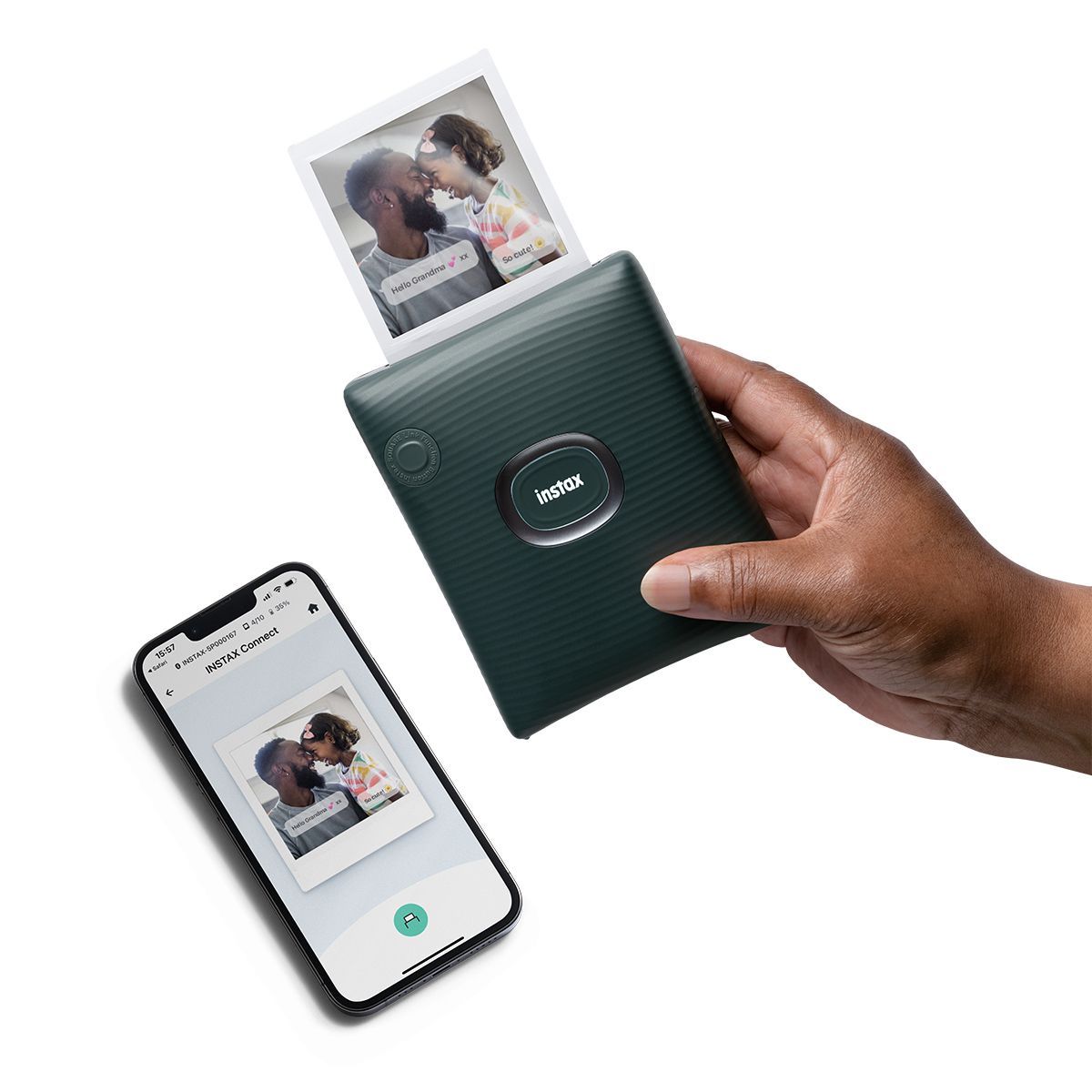 طابعة فوجي فيلم Instax Link Square باللون الأخضر الداكن