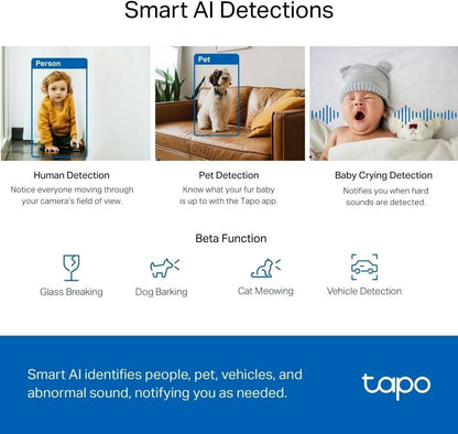 TP-Link Tapo Pan/Tilt AI Home Security Wi-Fi Camera identifies people TAPO C220