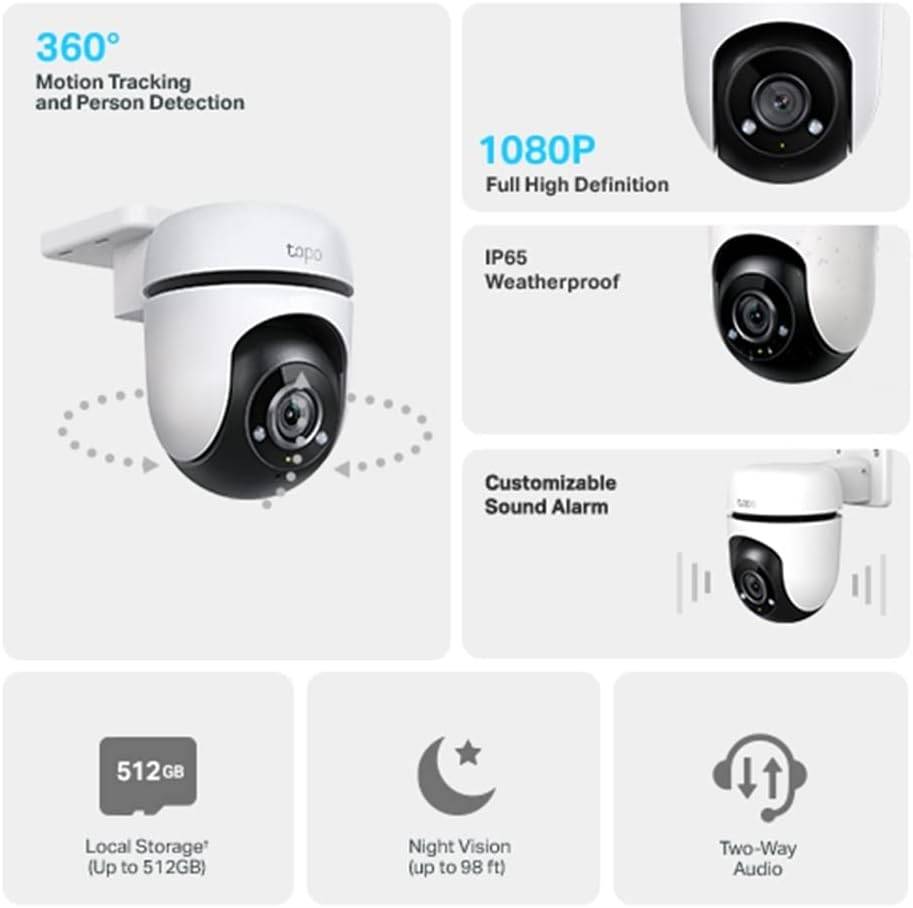 TP-Link Tapo 1080p Full HD Outdoor Pan/Tilt Security Wi-Fi Camera,Tapo C500