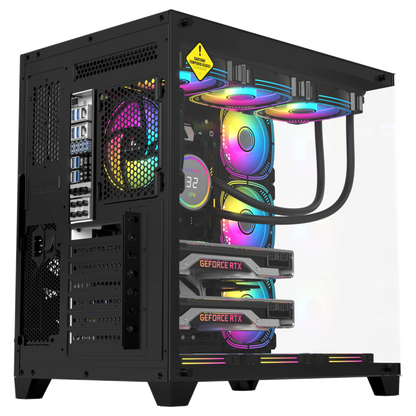 Acegeek Mercury R425 Pro PC Case | Up to ATX | 7 X 120mm RGB Fans Pre-Installed | 360mm Radiator Support | Dual Side Full Tempered Glass | AG-MERCURY-R425-PRO-BK - Black