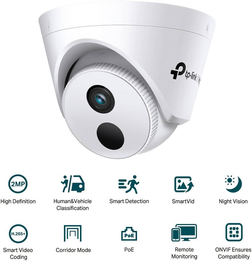 TP-Link VIGI IR Turret Network Camera, 2MP Full-High Definition VIGI C420I