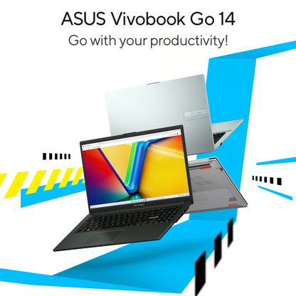 Asus Vivobook Go 14 Notebook, 14", FHD Nanoedge Display, Intel Core i3-N305 Processor, 8 GB RAM, 512 GB SSD, Windows 11 Home, Silver, E1404GA-NK004W