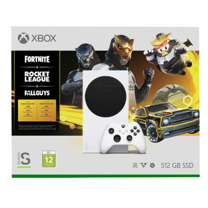 Xbox Series S 512 جيجا بايت – وحدة تحكم Flamingo مع 3 ألعاب (Fortnite + Rocket League + Fallguys)