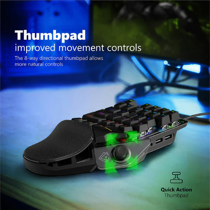 Vertux QuickStrike One-Handed Gaming Keypad With Joystick COMBAT