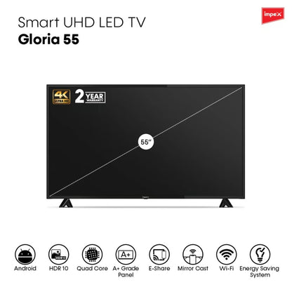 Impex 55 inches 4K UHD Smart LED TV, Gloria 55