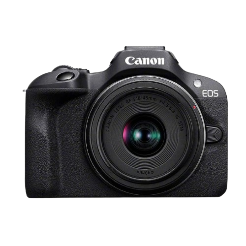 Canon 24 MP Mirrorless Digital Camera with RF-S18-45mm F/4.5-6.3 IS STM Lens, Black, EOS R100