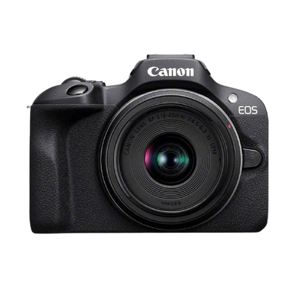 Canon 24 MP Mirrorless Digital Camera with RF-S18-45mm F/4.5-6.3 IS STM Lens, Black, EOS R100