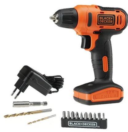 Black + Decker Cordless Drill Driver 12V+13Bits LD12SP-B5