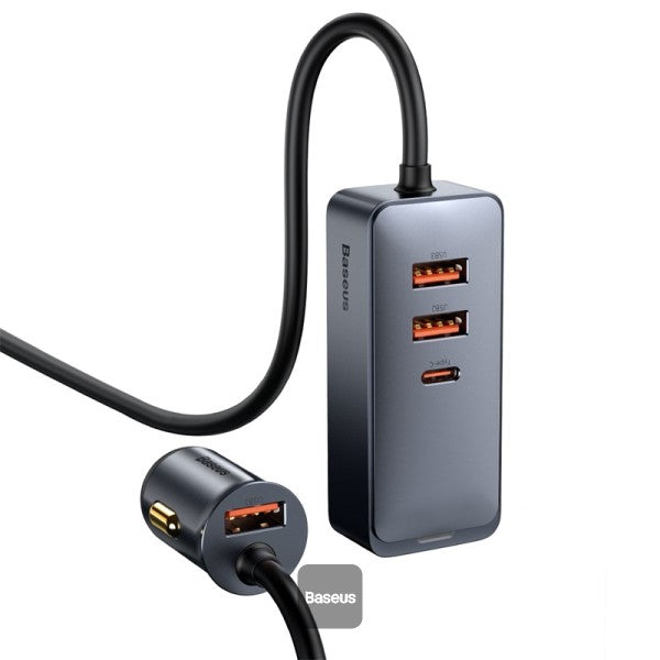 شاحن سيارة Baseus Share Together 3x USB / USB Type C بقوة 120 واط PPS Quick Charge Power Delivery باللون الرمادي