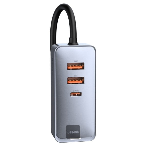 شاحن سيارة Baseus Share Together 3x USB / USB Type C بقوة 120 واط PPS Quick Charge Power Delivery باللون الرمادي