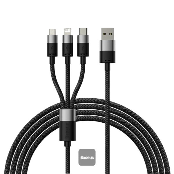 Cable 3in1 USB cable Baseus StarSpeed Series, USB-C + Micro + Lightning 3.5A 1.2M - Black