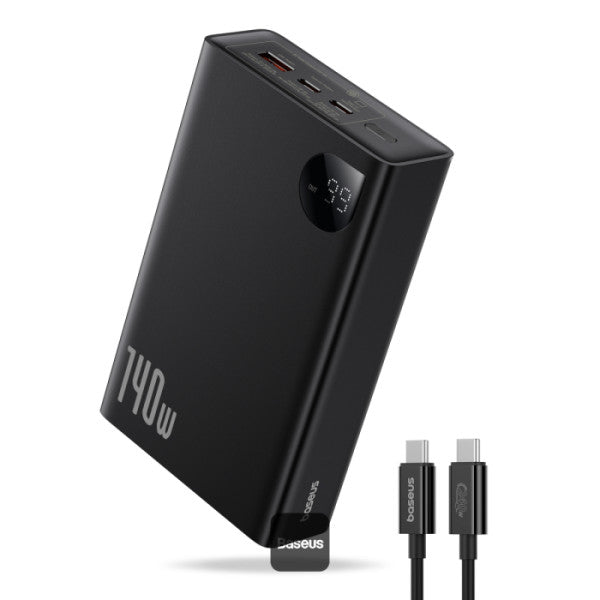 Baseus Laptop Power Bank 24000mAh with 140W Super Fast Charge | 2 USB-C ports and 1 USB-A, Adaman Series - Black