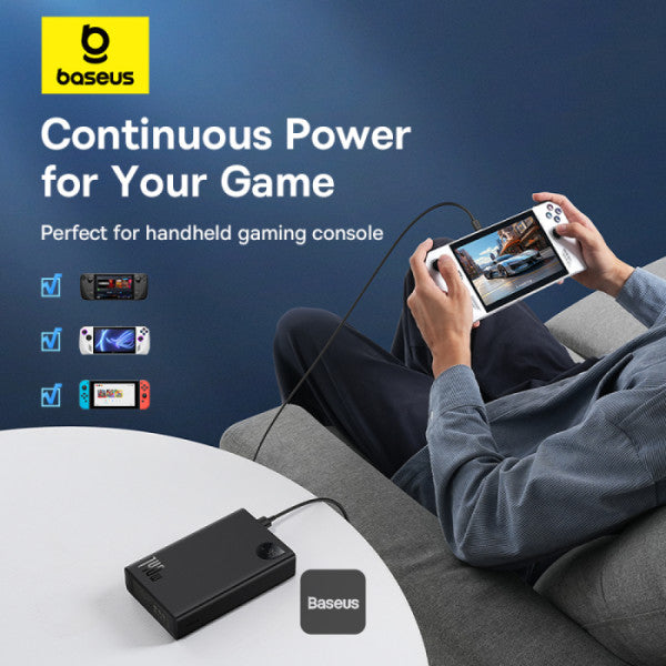 Baseus Laptop Power Bank 24000mAh with 140W Super Fast Charge | 2 USB-C ports and 1 USB-A, Adaman Series - Black