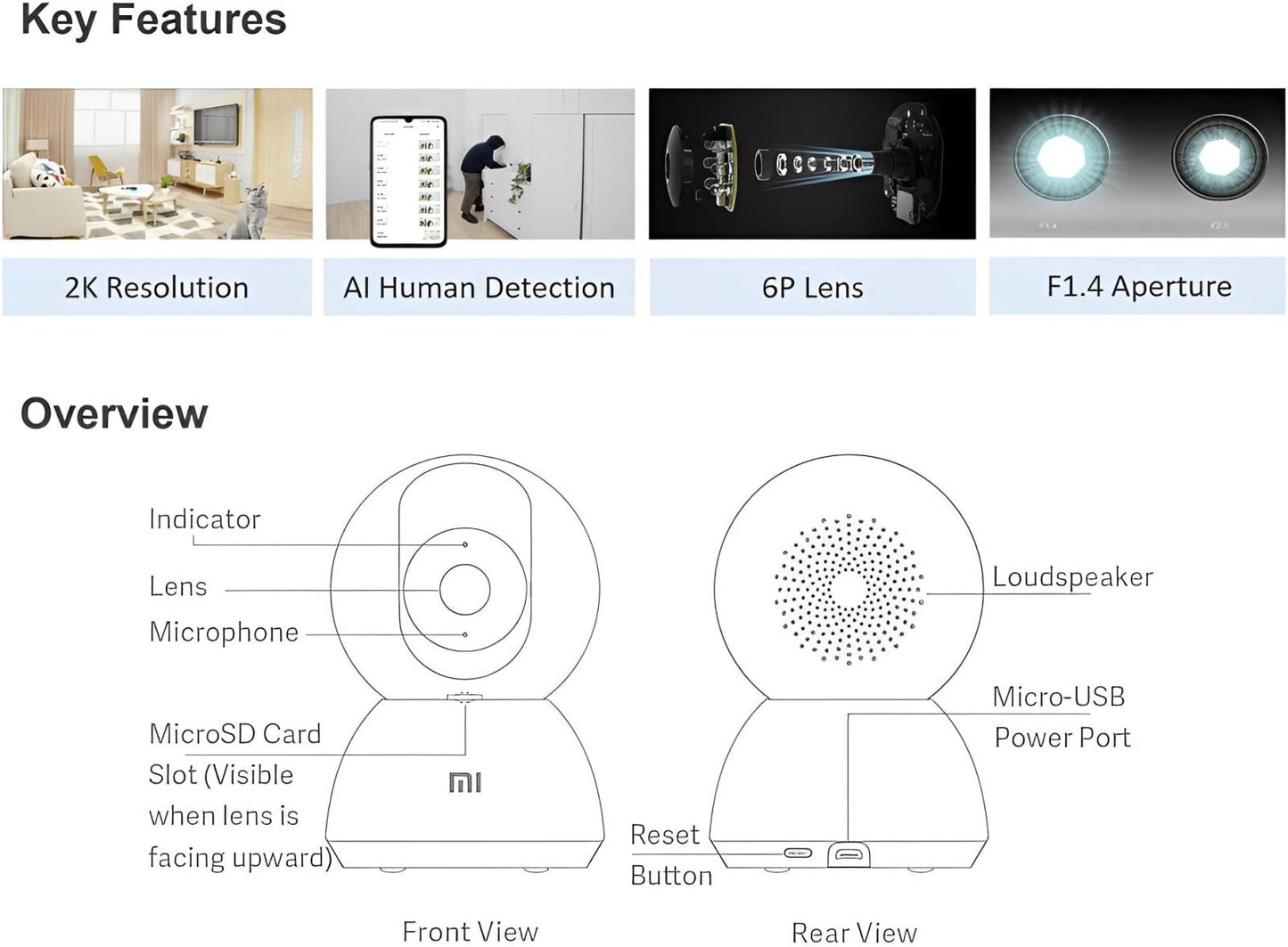 كاميرا مراقبة منزلية Xiaomi Mi 360 بدقة 2K Ultra HD MJSXJ09CM