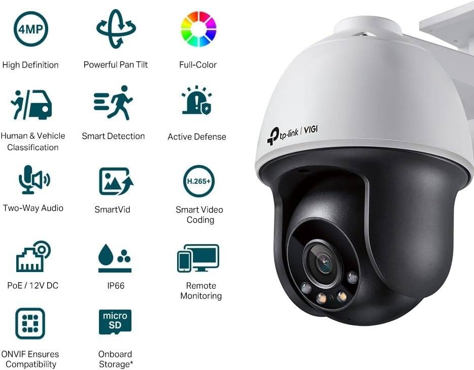 TP-LINK 4MP IP-Cam (4mm Lens) Full-Color Pan/Tilt Network Camera