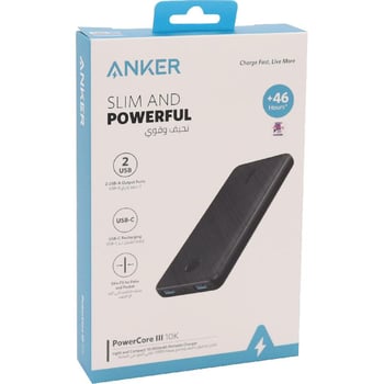 أنكر - شاحن بطارية محمول PowerCore III 10K mAh USB-C - أسود