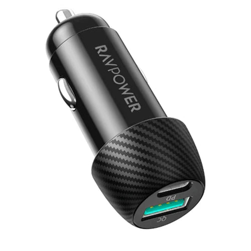 RAVPOWER 49W 2 Port(PD & QC) Fast Car Charger - VC030