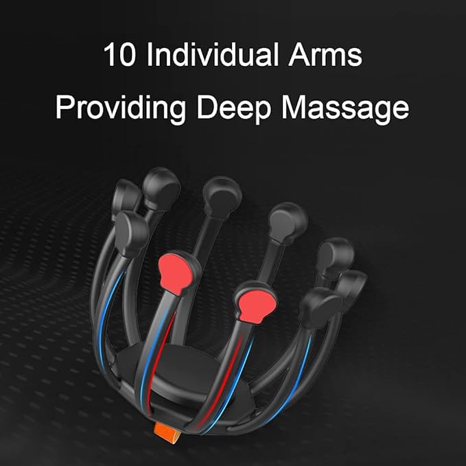 Sellastic Head Massager Octopus Claw Electric Relaxation Scalp Massage Machine with 3 Vibration Mode Automatic Rechargeable Handfree for Stress Pain Relief