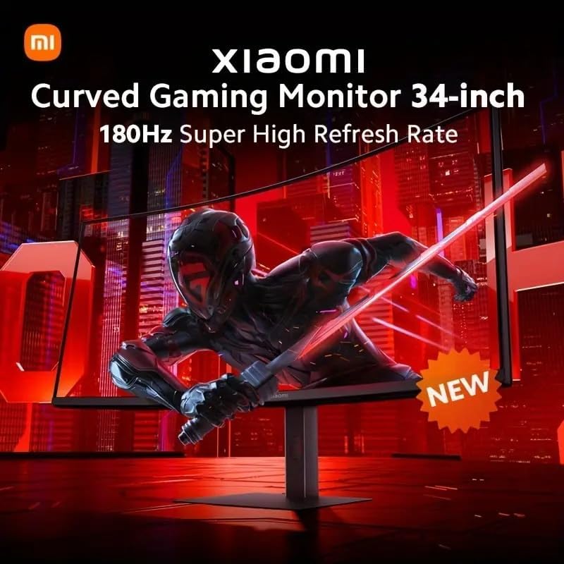 Xiaomi Curved Gaming Monitor 34-Inch / VA Panel / 3440 x 1440 WQHD / HDMI x 2 DisplayPort x 2 / 1500R Curvature / 180Hz Refresh Rate / 21:9 Aspect Ratio