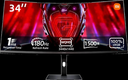 Xiaomi Curved Gaming Monitor 34-Inch / VA Panel / 3440 x 1440 WQHD / HDMI x 2 DisplayPort x 2 / 1500R Curvature / 180Hz Refresh Rate / 21:9 Aspect Ratio