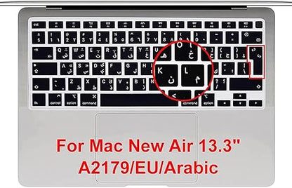 لوحة مفاتيح CrystalGuardMB الأمريكية متوافقة مع Apple MacBook Air 13 باللغتين الإنجليزية والعربية