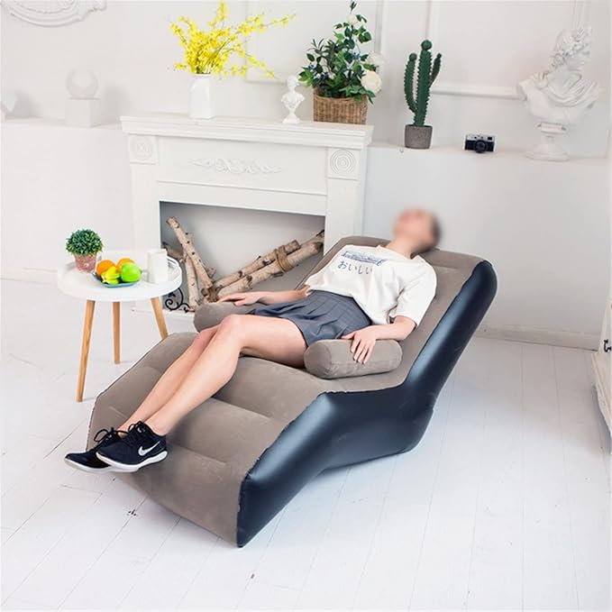 Creative inflatable recliner, inflatable sofa lounger, lazy floor chair with armrests, suitable for indoor living room bedroom, outdoor travelling camping