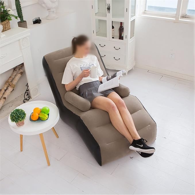 Creative inflatable recliner, inflatable sofa lounger, lazy floor chair with armrests, suitable for indoor living room bedroom, outdoor travelling camping