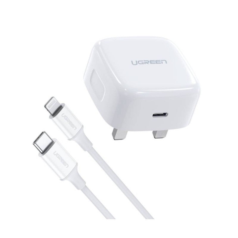 UGREEN 20W PD Fast Wall Charger+ USB-C To Lightning Cable 1M - White