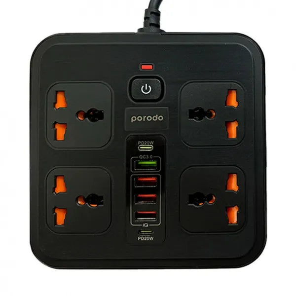 Porodo Multi-Port Super HUB 2 USB-C / 4 USB-A Universal AC Sockets