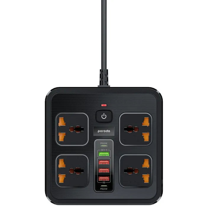 Porodo Multi-Port Super HUB 2 USB-C / 4 USB-A Universal AC Sockets