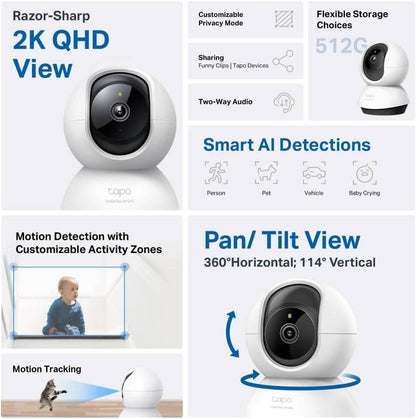 TP-Link Tapo Pan/Tilt AI Home Security Wi-Fi Camera identifies people TAPO C220