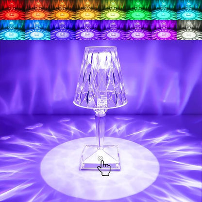 Crystal Table Lamp - Battery Lamps RGB 16Color Changing Crystal Lamp