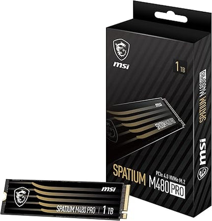 MSI Spatium M480 PRO SSD داخلي PCIe 4.0 NVMe M.2 بسعة 1 تيرابايت | PCIe Gen4x4 | حتى 7000 ميجابايت/ثانية | 3D NAND