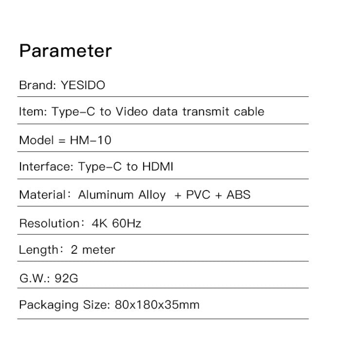 كابل Hdtv من Yesido Hm10 