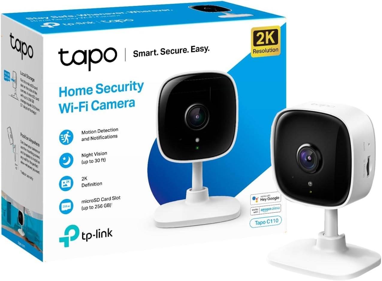 TP-Link Tapo Mini Smart Security Camera, Indoor CCTV, Works with Alexa&Google Home (Tapo C110)