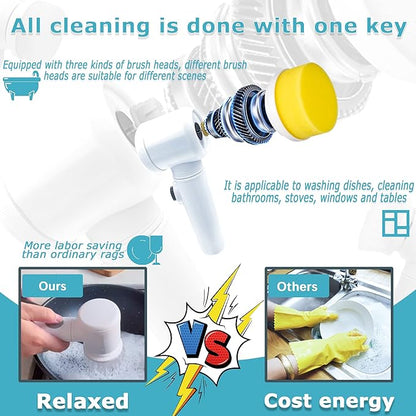 5 in 1 Electric Spin Brush Scrubber Rechargeable Cleaning Tool