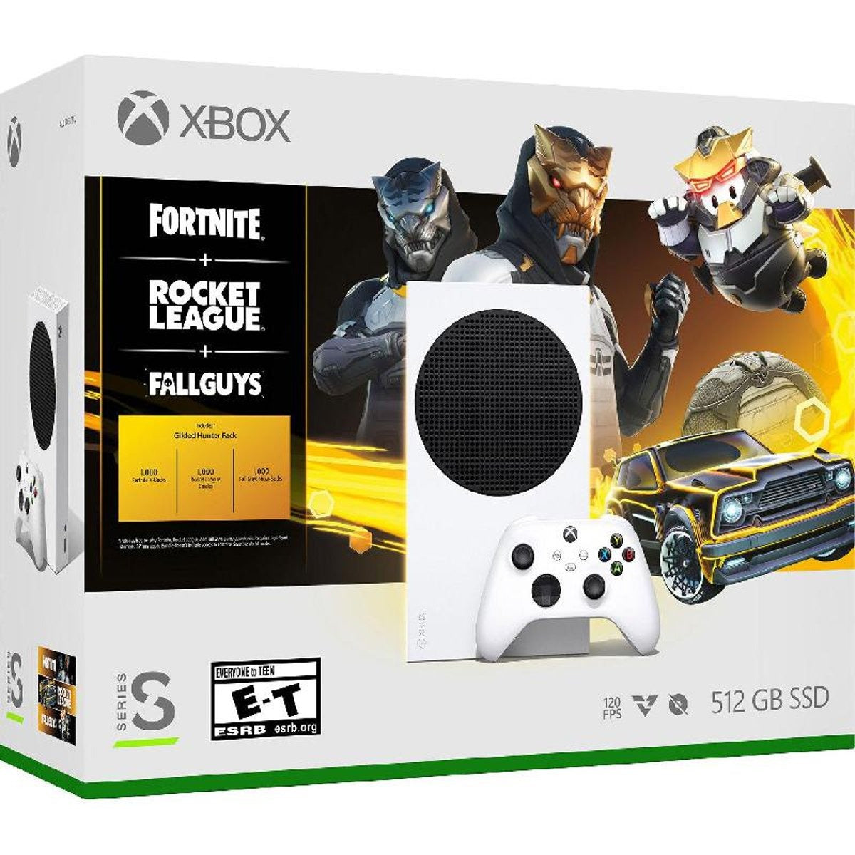 Xbox Series S 512 جيجا بايت – وحدة تحكم Flamingo مع 3 ألعاب (Fortnite + Rocket League + Fallguys)