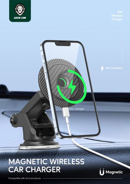 Carbon Fiber Magnetic Wireless Car Charger 15W -Black