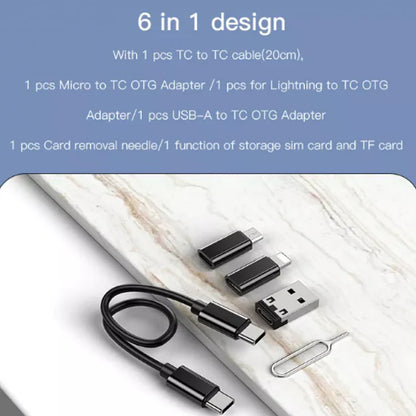 Fast Charging Type C Cable with Multifunction OTG USB Adapter Set 6 in 1