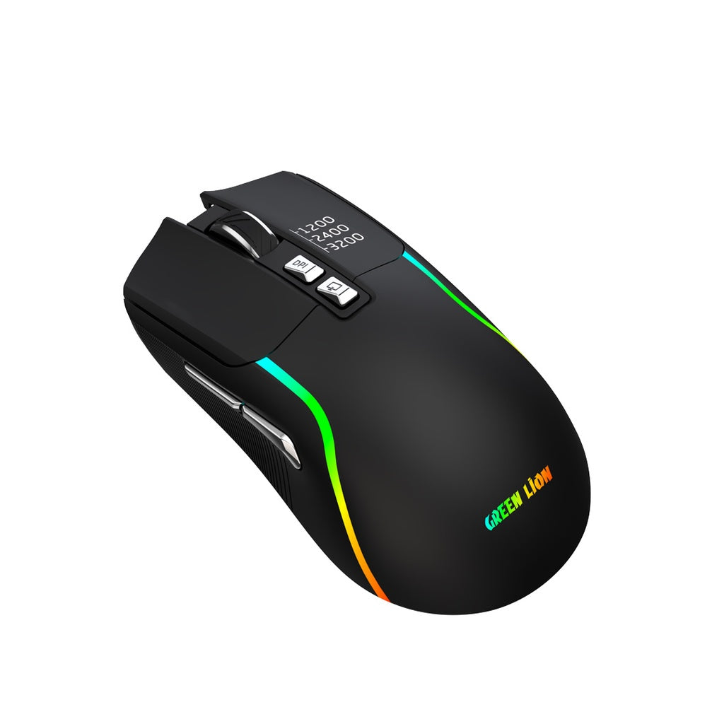 Green Lion Rechargeable Gaming Mouse - Black