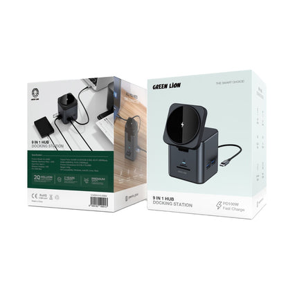 Green Lion 9 In 1 Hub Docking Station - Black