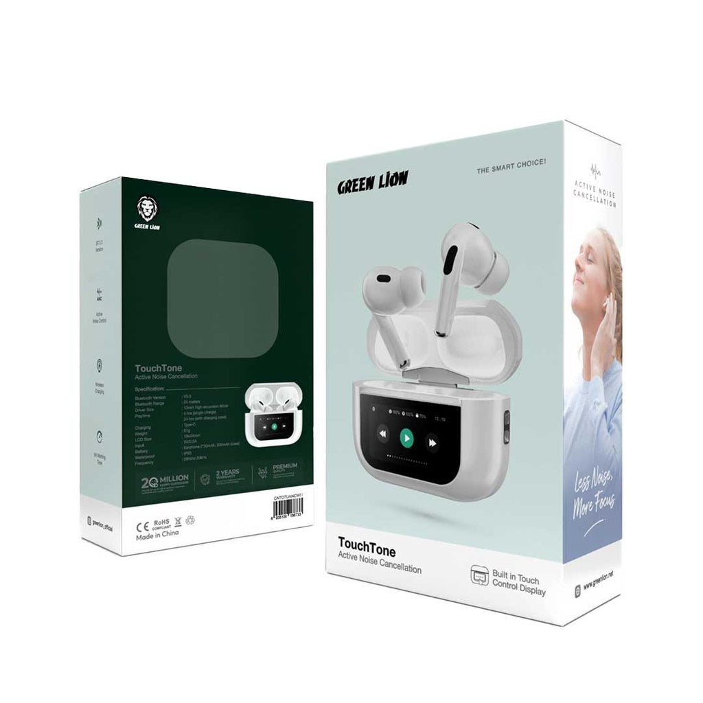 Green Lion Touch Tone ANC Earbuds - White