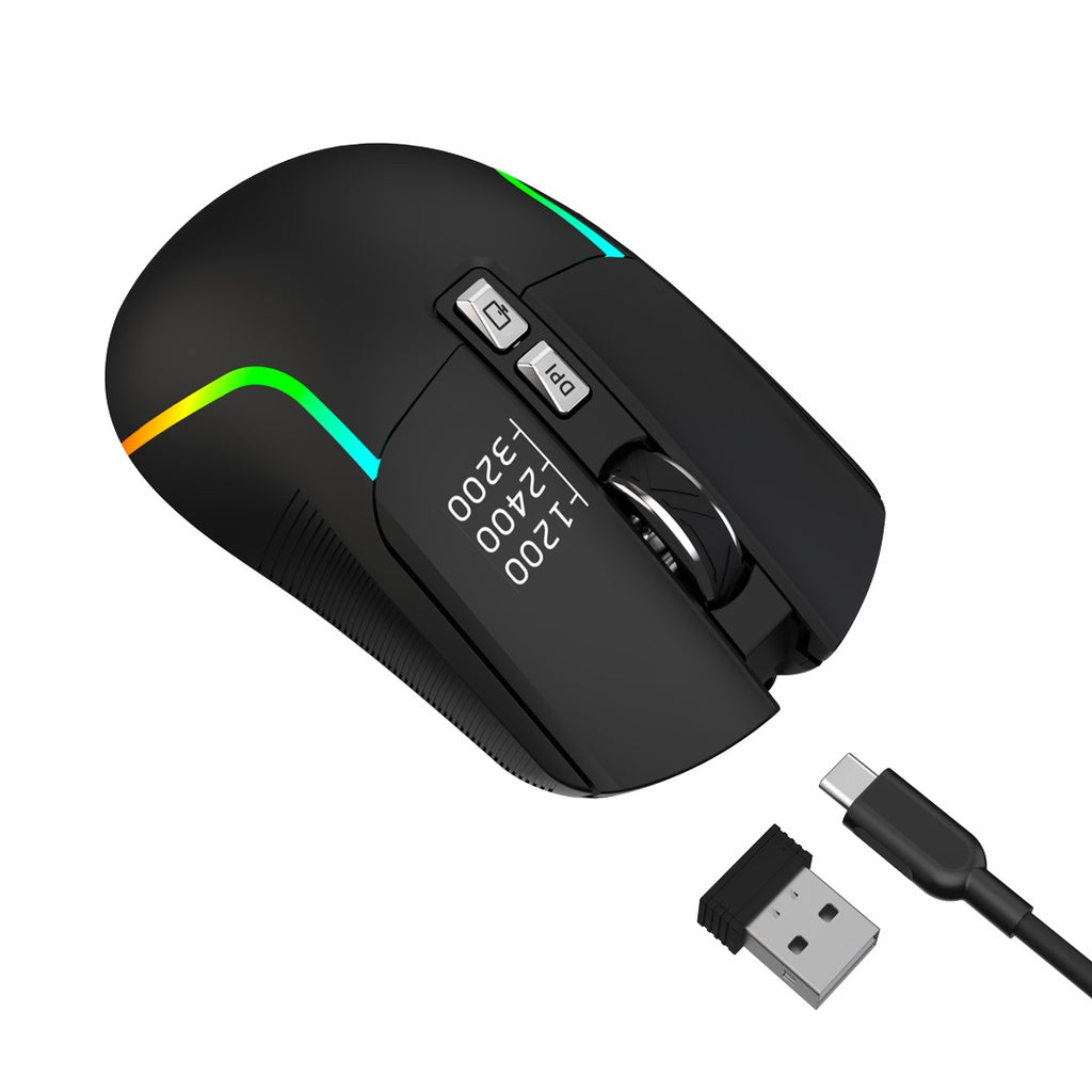 Green Lion Rechargeable Gaming Mouse - Black