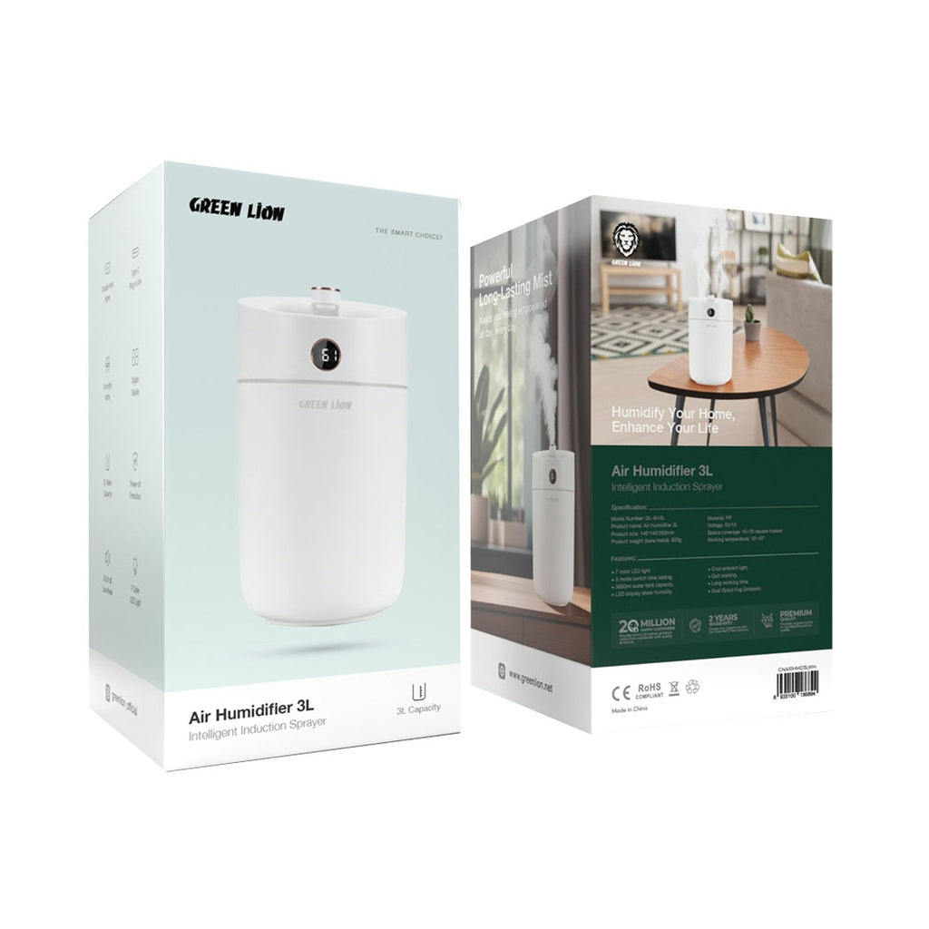 Green Lion Air Humidifier 3L Intelligent Induction Sprayer - White