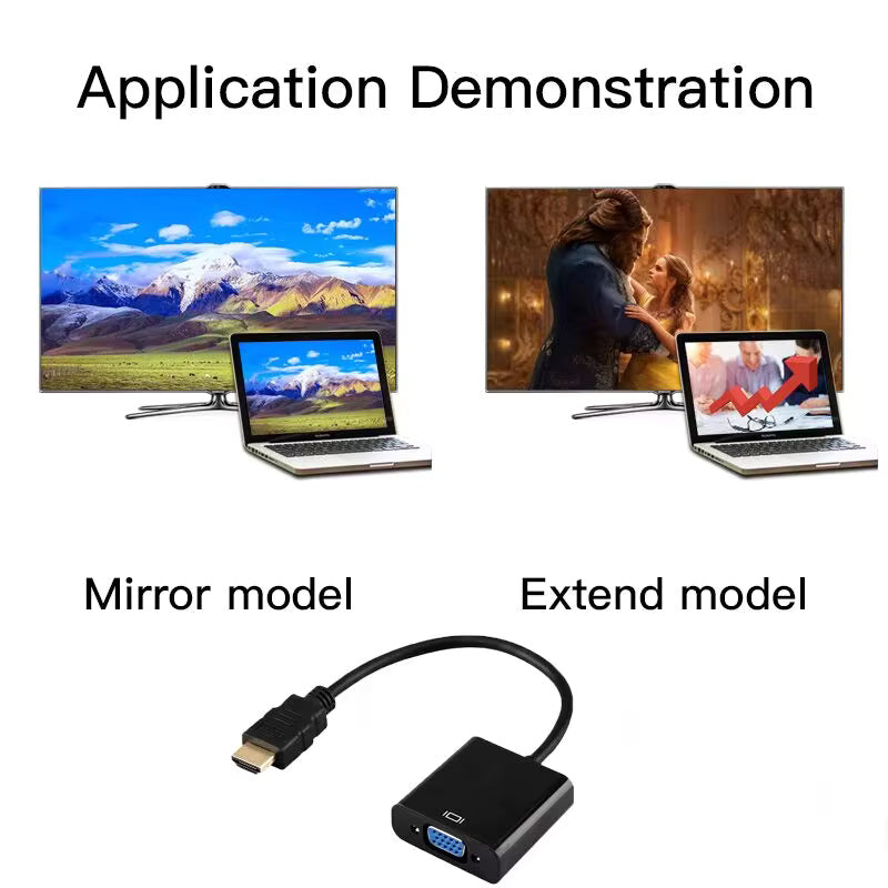 manufacture HDMI to VGA Video Adapter Cable converter support full HD 1080 for Computer Laptop PC Monitor Projector