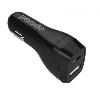 Porodo Dual Port Car Charger 30W / PD 18W - Black