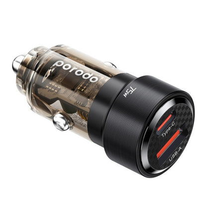 Porodo 75W Dual Port Transparent Aluminum Car Charger