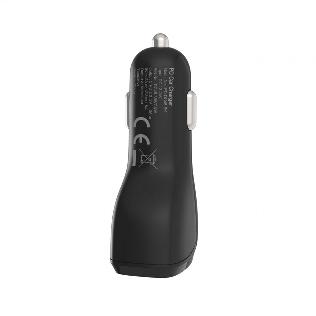 Porodo Dual Port Car Charger 30W / PD 18W - Black