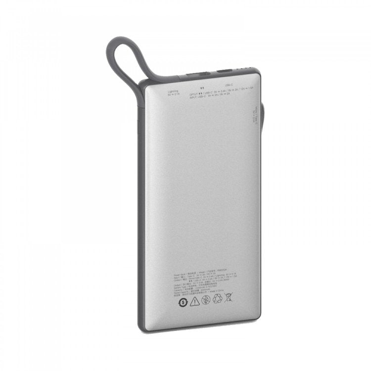 owerology 6 in 1 10000mAh Power Bank Station with Built-in Lightning, Micro USB, Type-C Cable