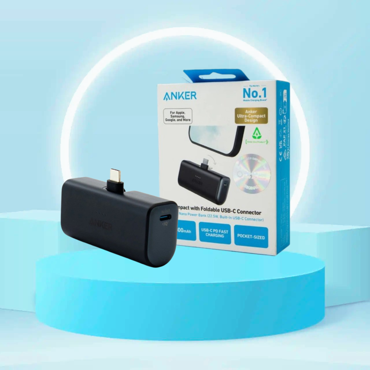 Anker Nano Power Bank 5000mAh with 22.5W Type-C Connector and Type-C Port, A1653H11